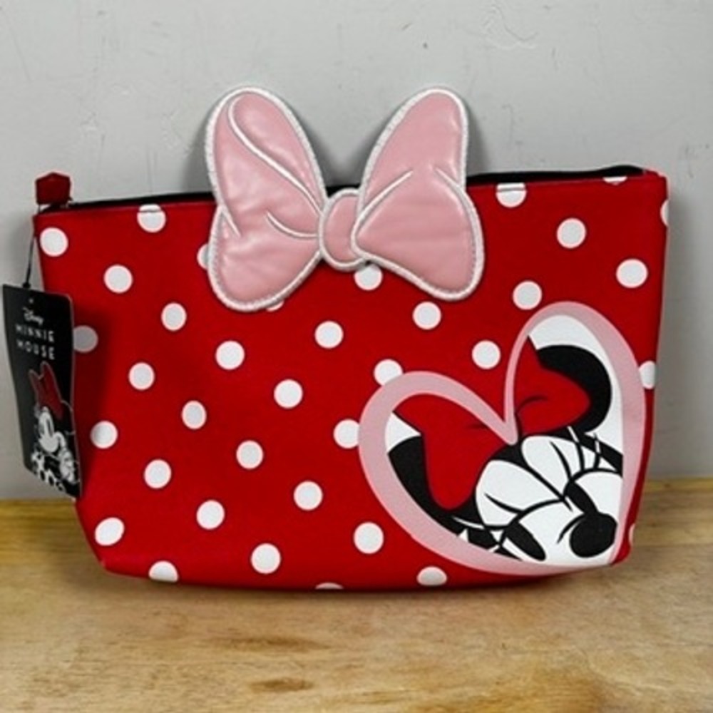 Ful Concept One Disney Minnie Mouse Cosmetic‎ Bag Red Polka Dot Heart Bow Travel